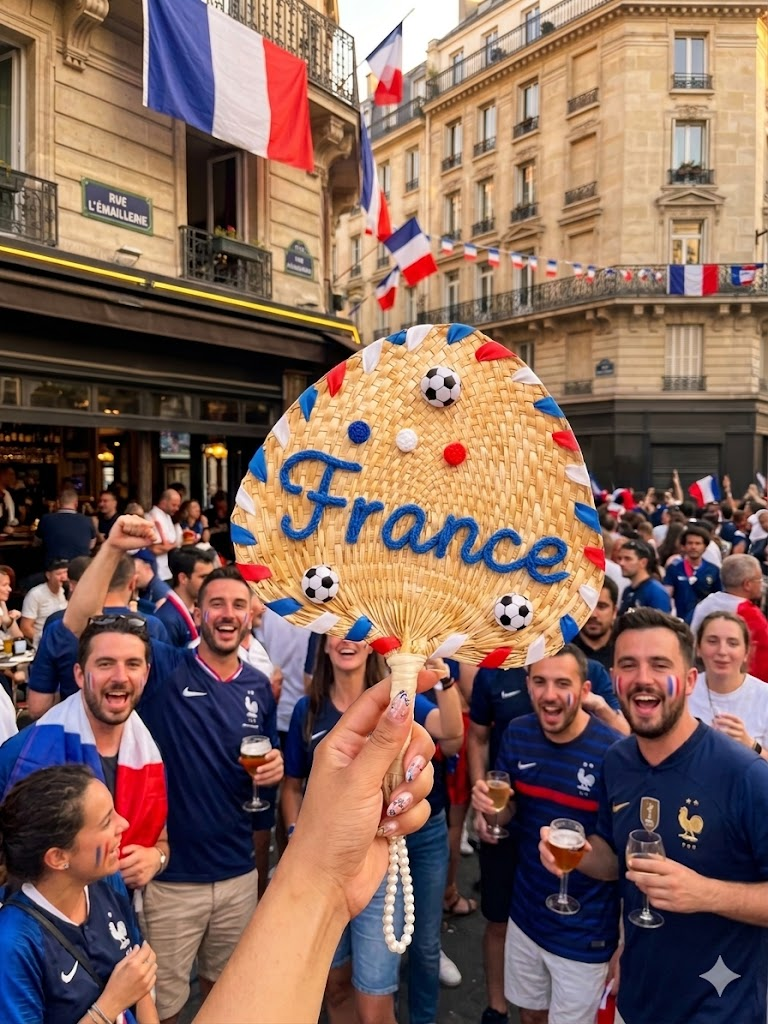Handmade Rattan Fan – World Cup Edition