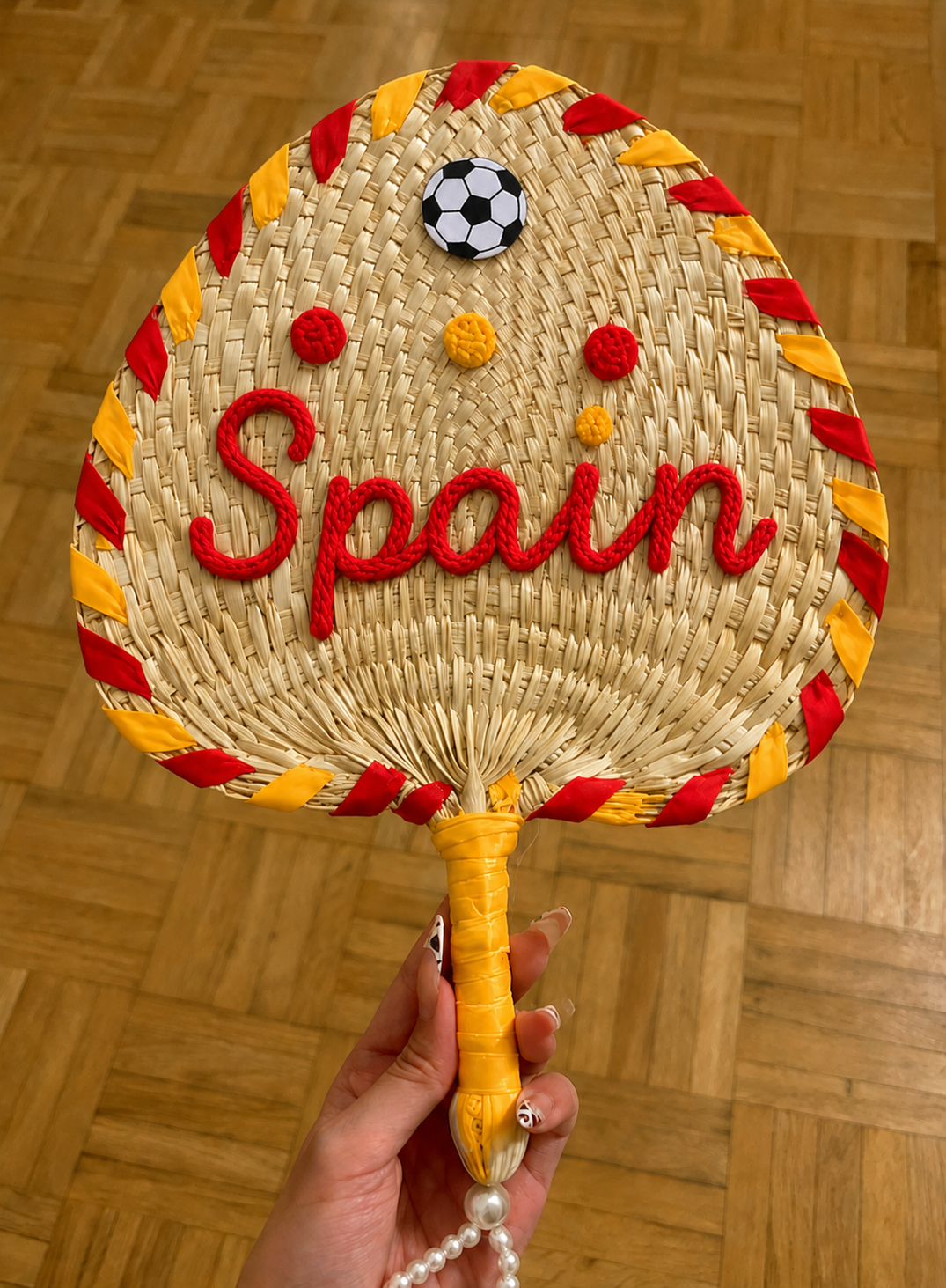 Spain Handmade Rattan Supporter Fan – World Cup Edition